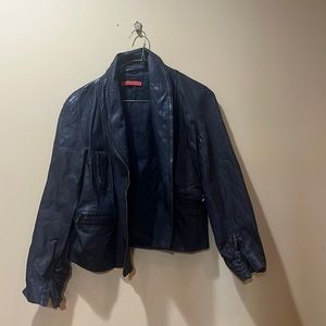 Alice and Olivia cropped leather jacket with zippers